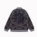 Fleur-de-lis Patch Varsity Jacket - Grey Tie-dye Outerwear A5588