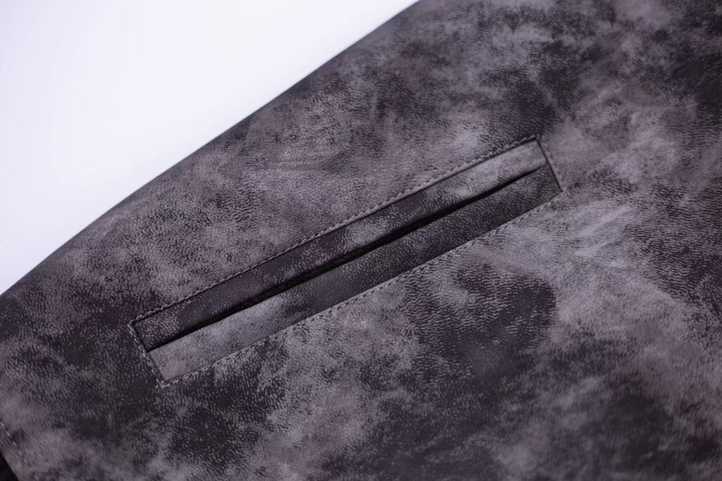 Fleur-de-lis Patch Varsity Jacket - Grey Tie-dye Outerwear A5588